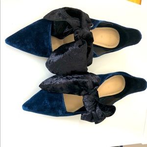 Zara velvet bow flats